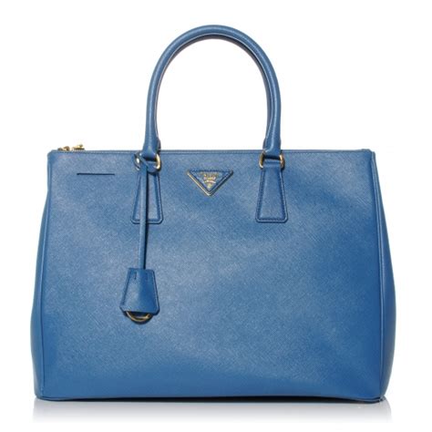 PRADA Saffiano Lux Large Galleria Double Zip Tote Cobalto 